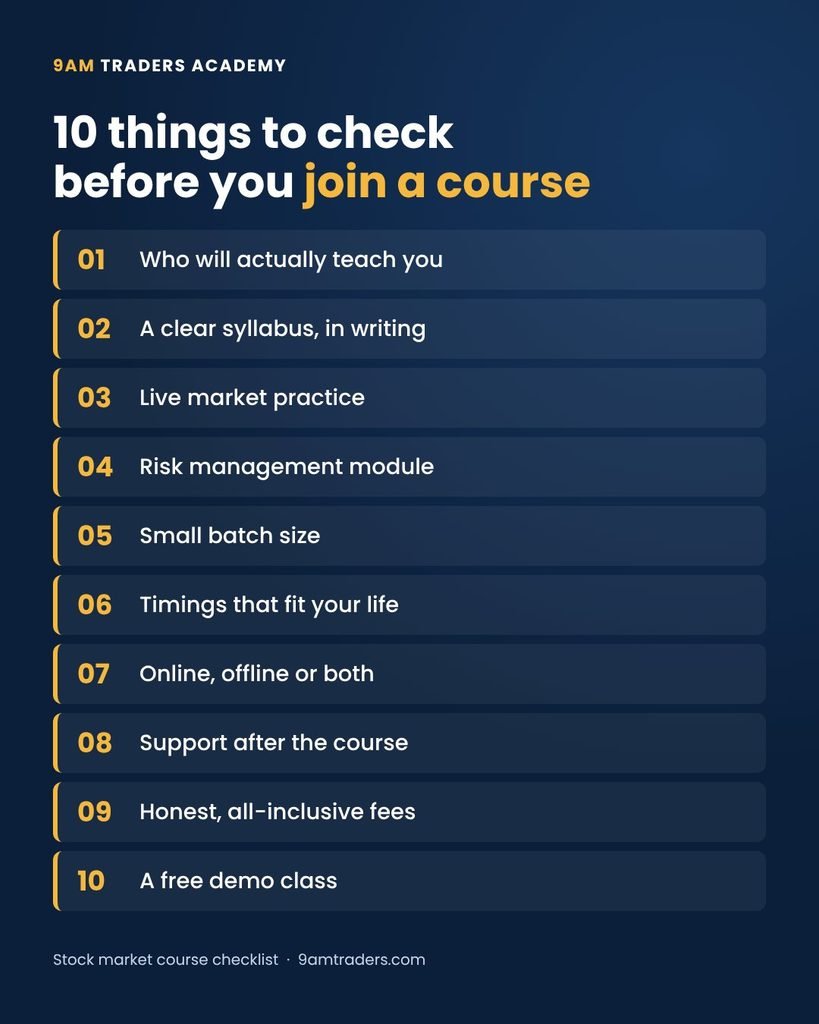 stock market course checklist delhi